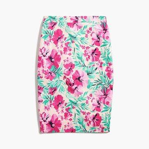 J Crew Floral Printed basketweave pencil skirt